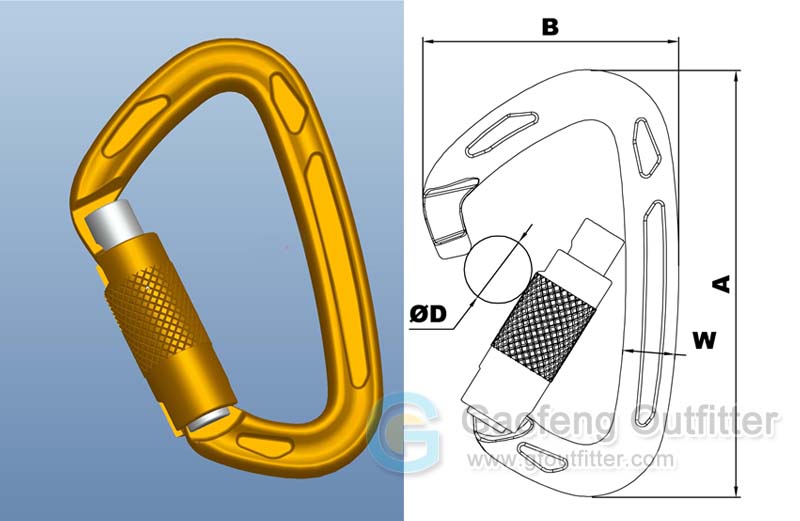 Personalized Aluminum Keychain Locking Carabiner With Logo