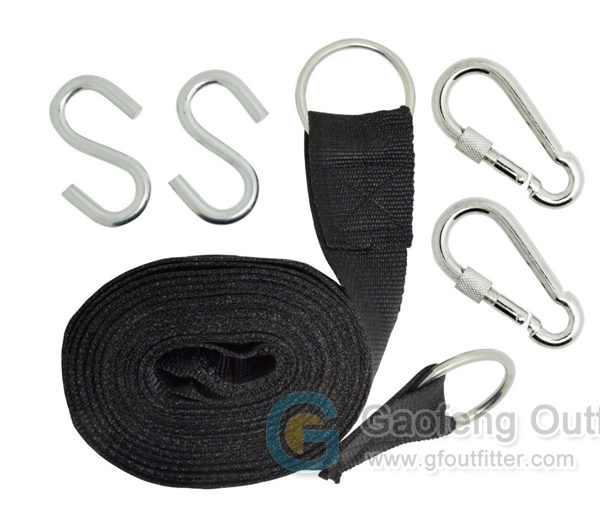 Black Nylon Hammock Hanging Straps