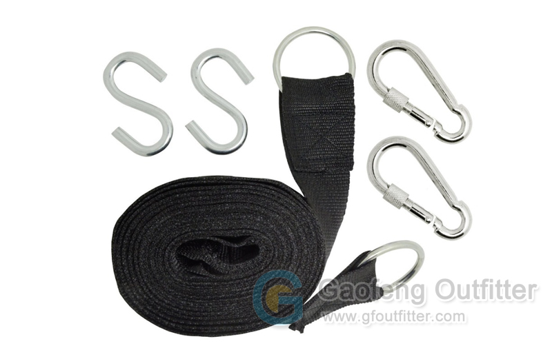 Black Nylon Hammock Hanging Straps