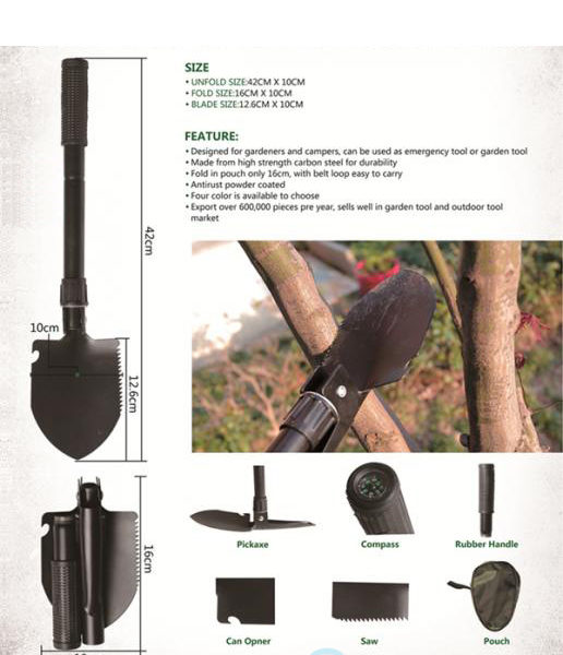 Military Folding Shovel With A Compass